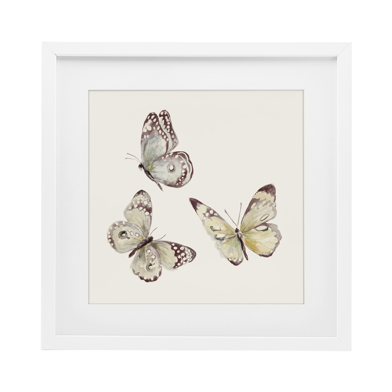 Stupell Industries Isolated Butterflies on Beige Framed Print Under Glass, design by Patricia Pinto